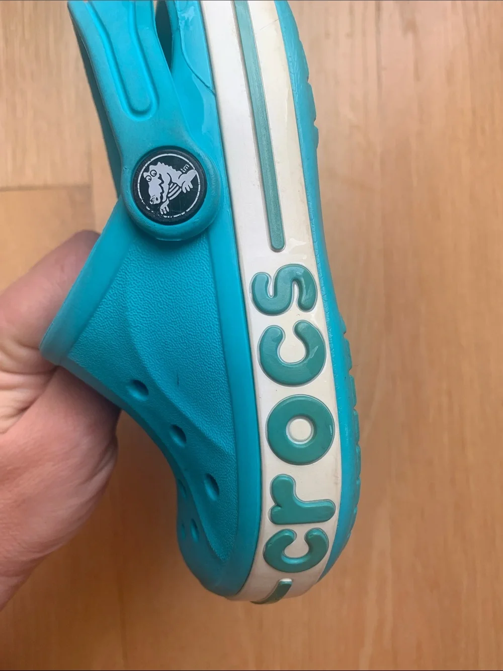 CROCS Kids' Clog in Bright Teal with White Trim